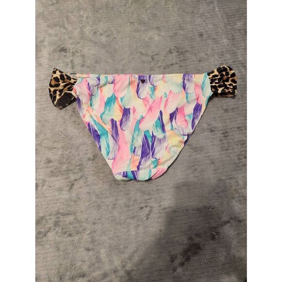 Victoria's Secret Pink Swim S Scoop Bikini Bottom Leopard Feather - Picture 3 of 3